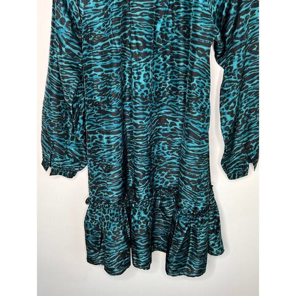 NWT Johnny Was Calme Silk Friday Dress Green Leopard Women's Size XS - Picture 10 of 10